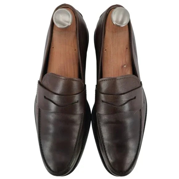 Tod's Italy Brown Leather Penny Loafers Mens size 9 Dress Shoes Driving Slip-ons - Picture 4 of 13